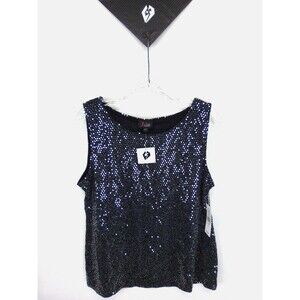JM Studio By John Meyer Black / Sliver Sequin Sleeveless Top Size Large